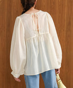2way sleeve volume ribbon blouse