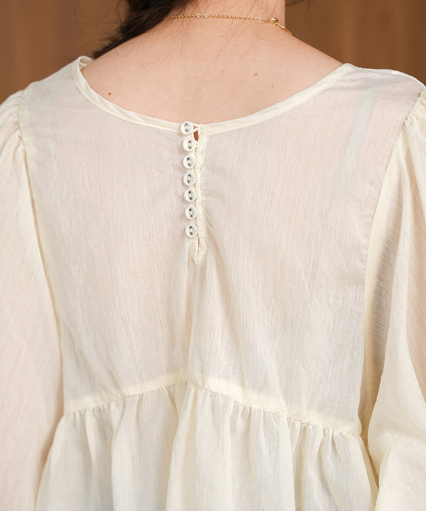 2way sleeve volume ribbon blouse