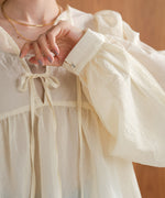 2way sleeve volume ribbon blouse