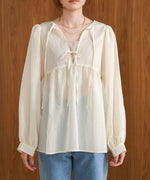 2way sleeve volume ribbon blouse