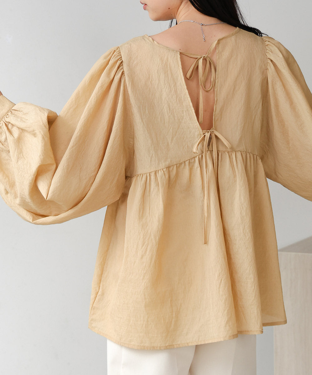 2way sleeve volume ribbon blouse