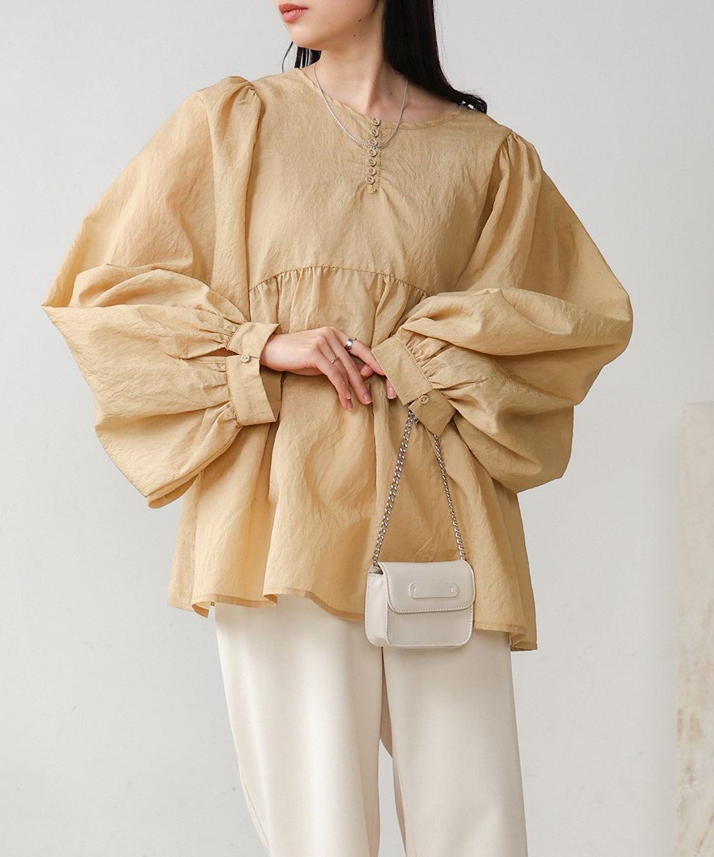 2way sleeve volume ribbon blouse