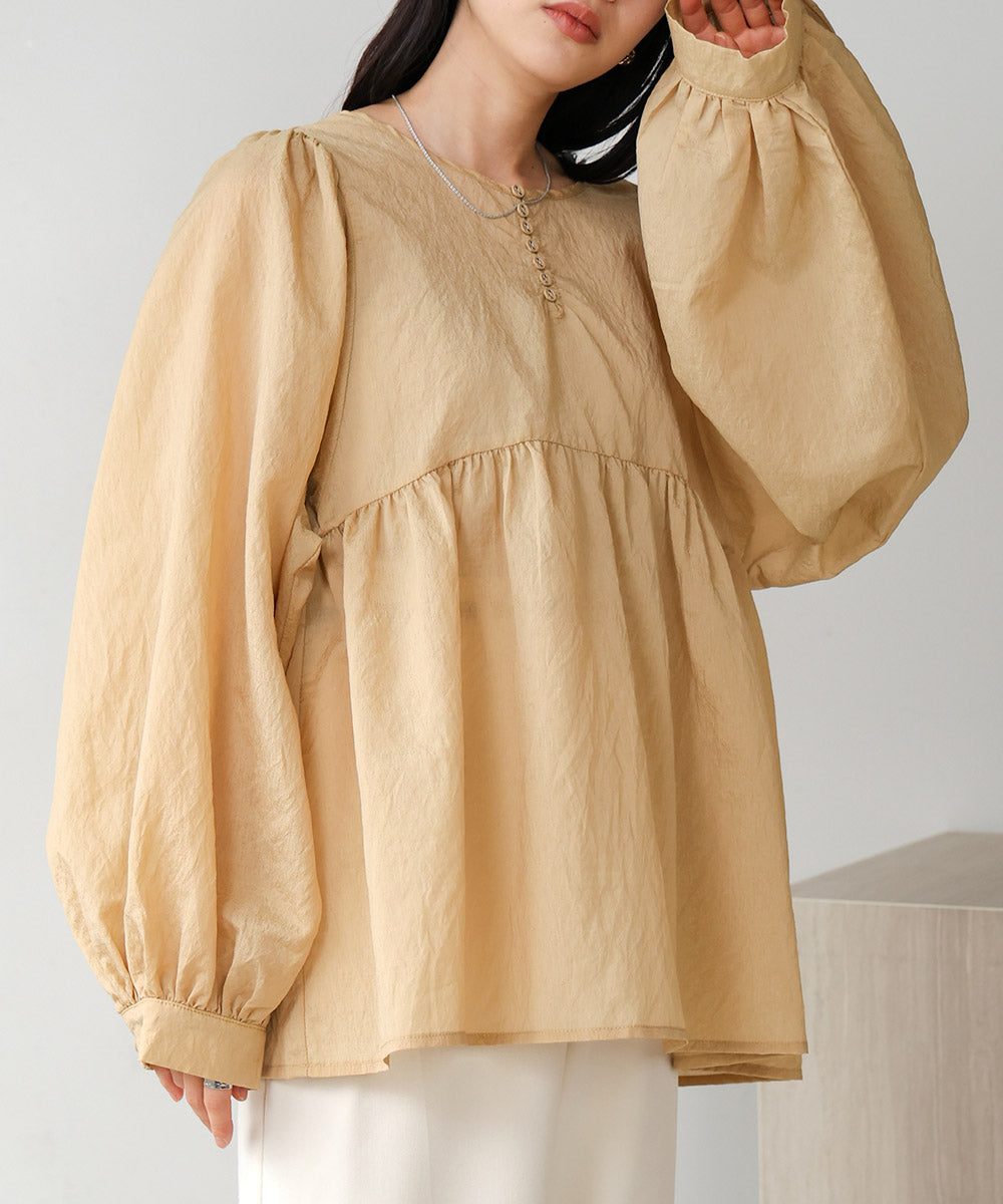 2way sleeve volume ribbon blouse