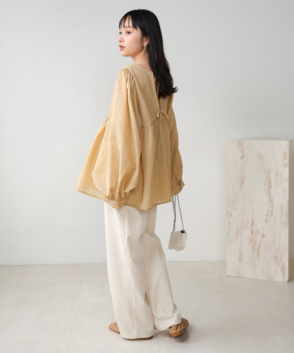 2way sleeve volume ribbon blouse