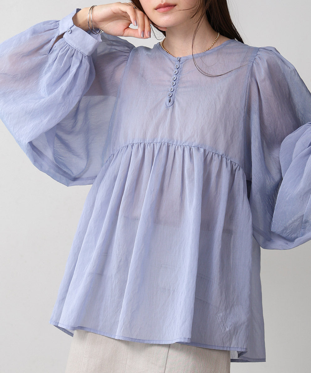 2way sleeve volume ribbon blouse