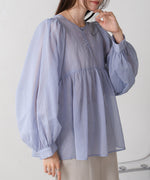 2way sleeve volume ribbon blouse