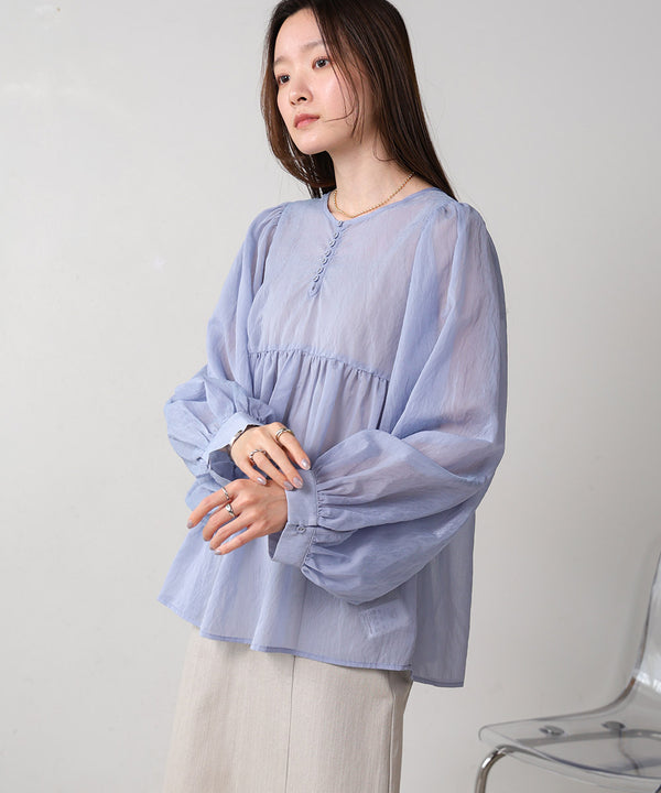2way sleeve volume ribbon blouse