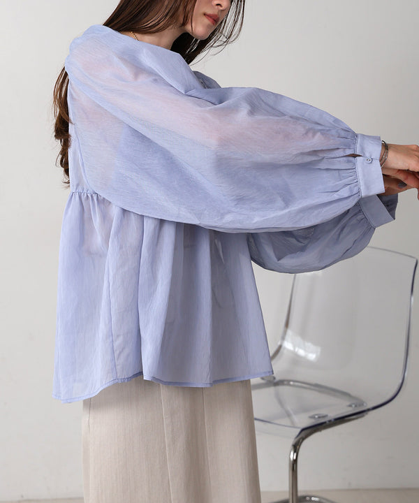 2way sleeve volume ribbon blouse