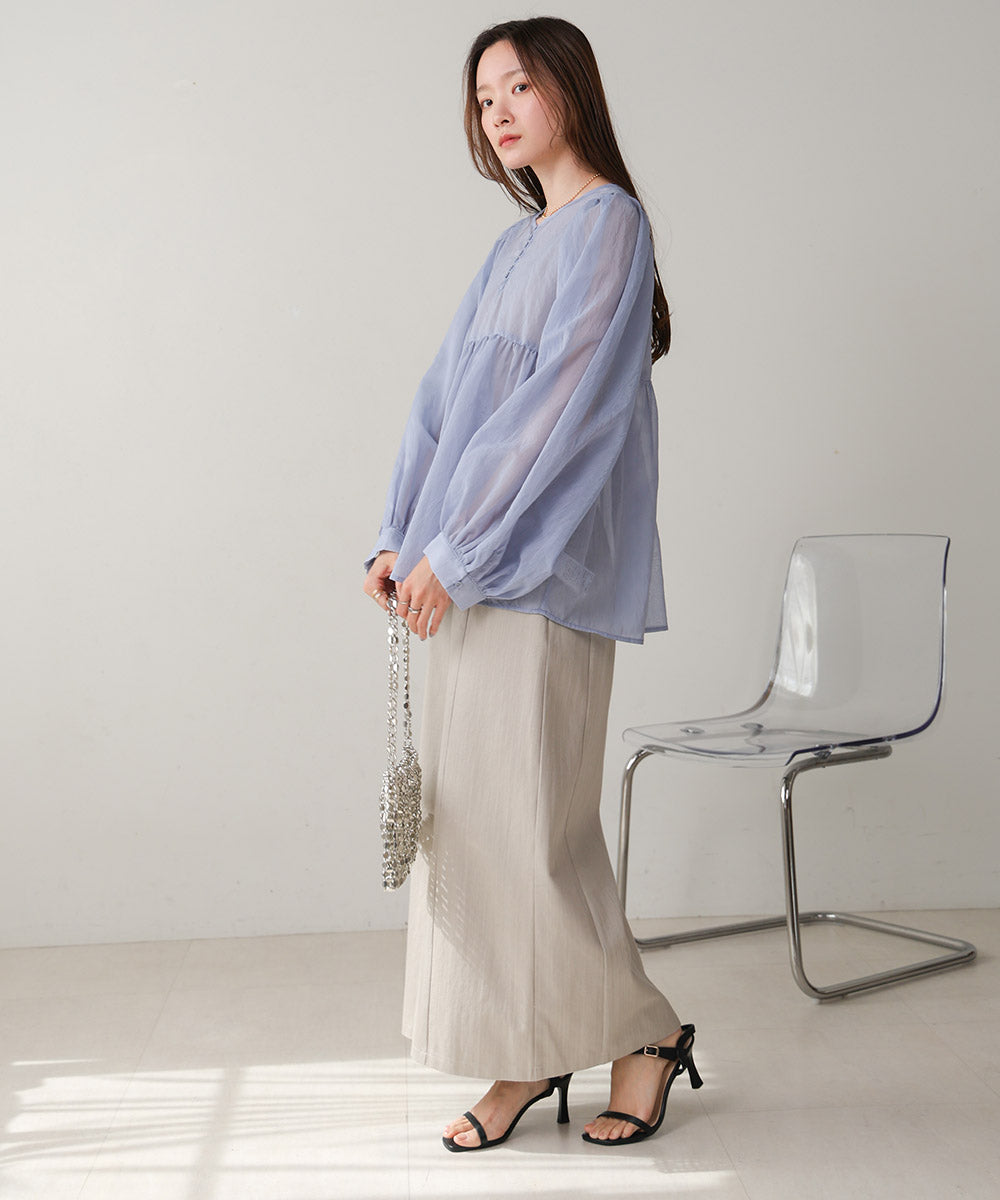 2way sleeve volume ribbon blouse