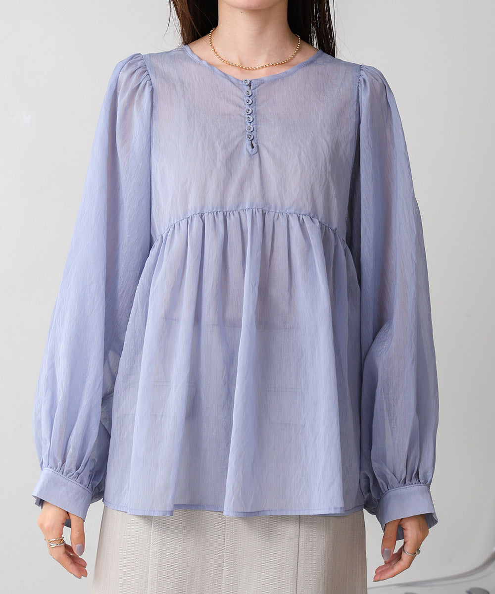 2way sleeve volume ribbon blouse