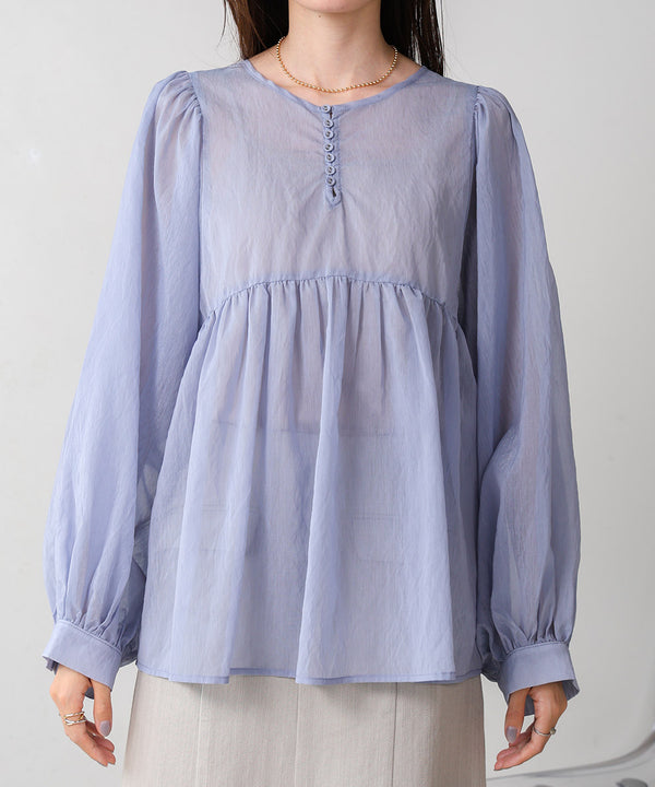 2way sleeve volume ribbon blouse