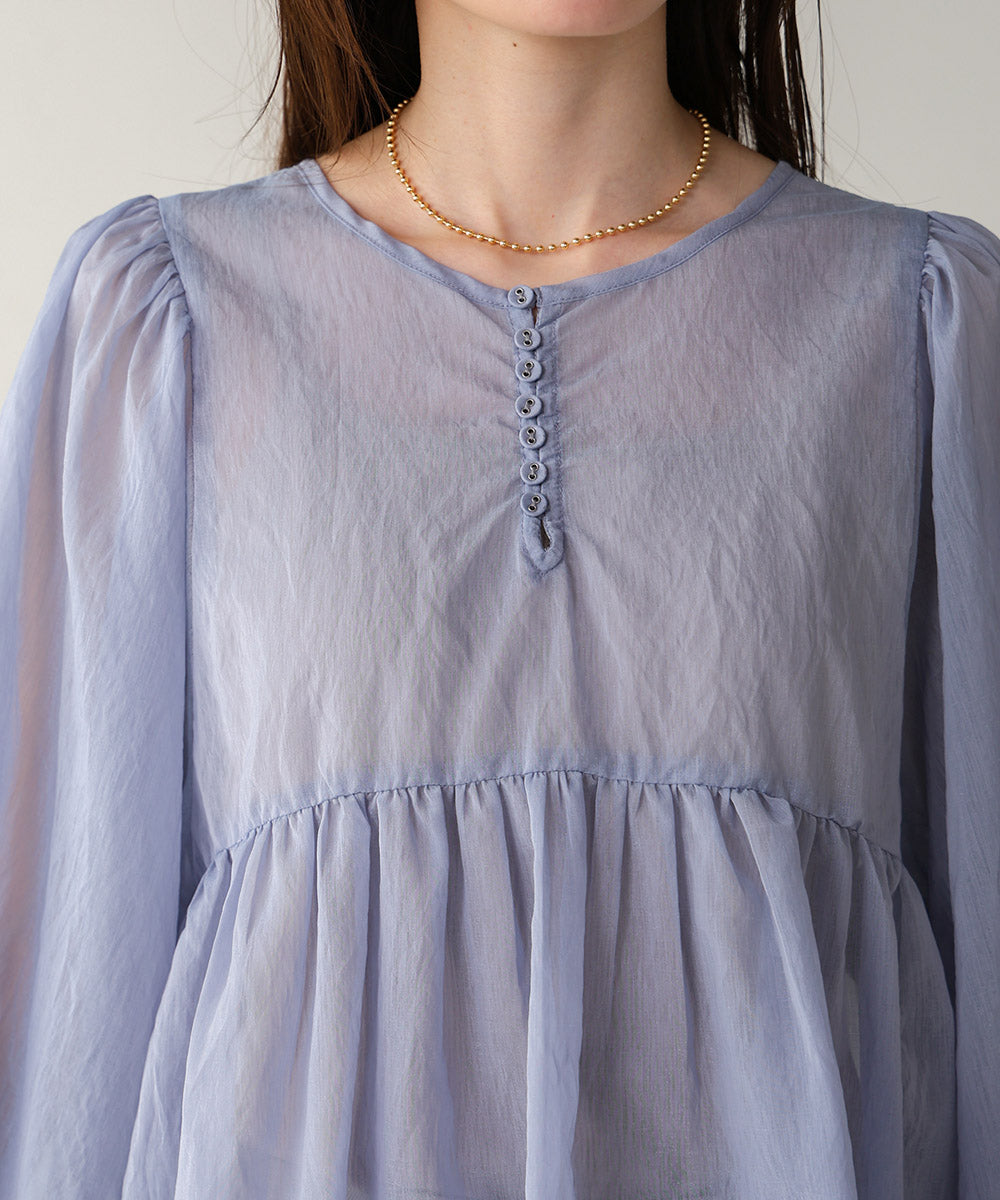 2way sleeve volume ribbon blouse