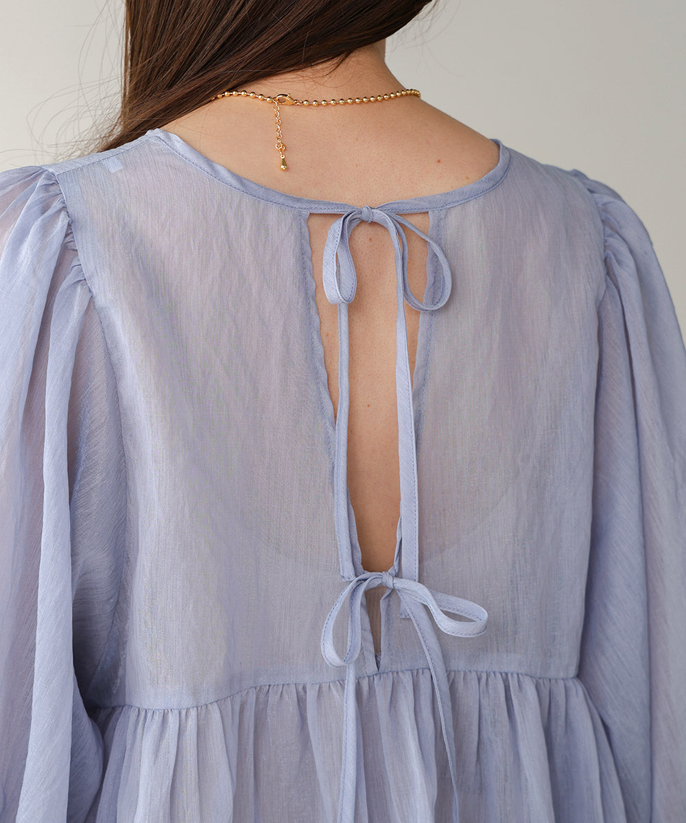 2way sleeve volume ribbon blouse