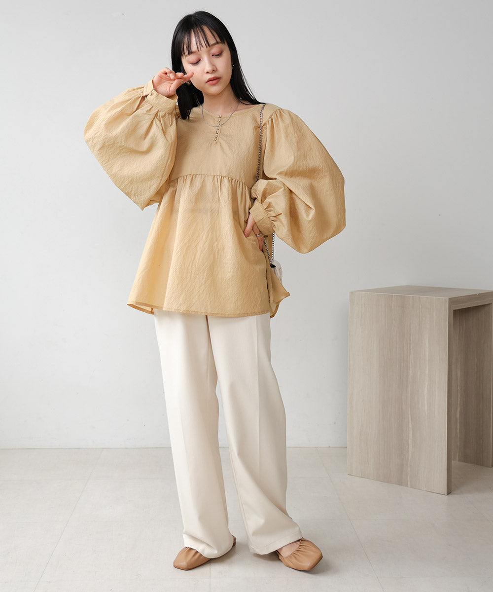 2way sleeve volume ribbon blouse