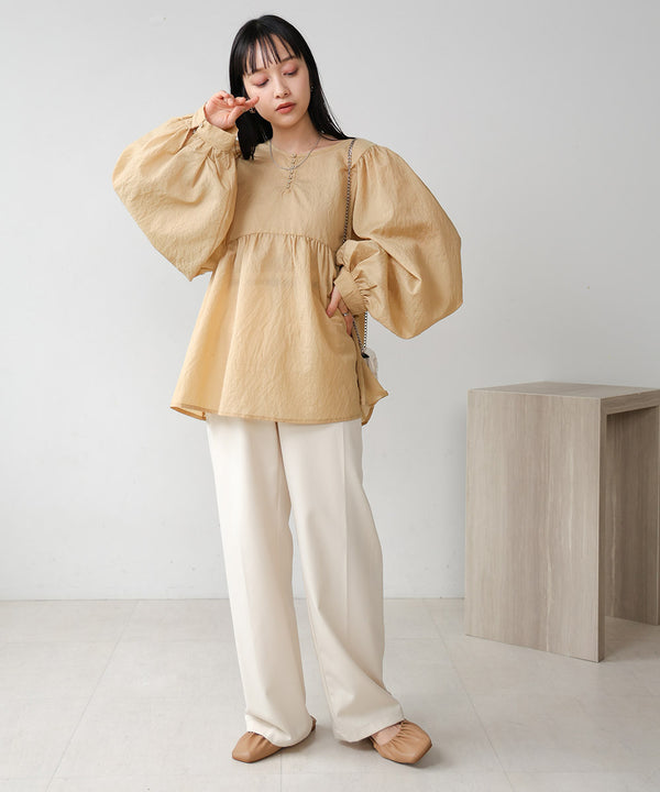 2way sleeve volume ribbon blouse