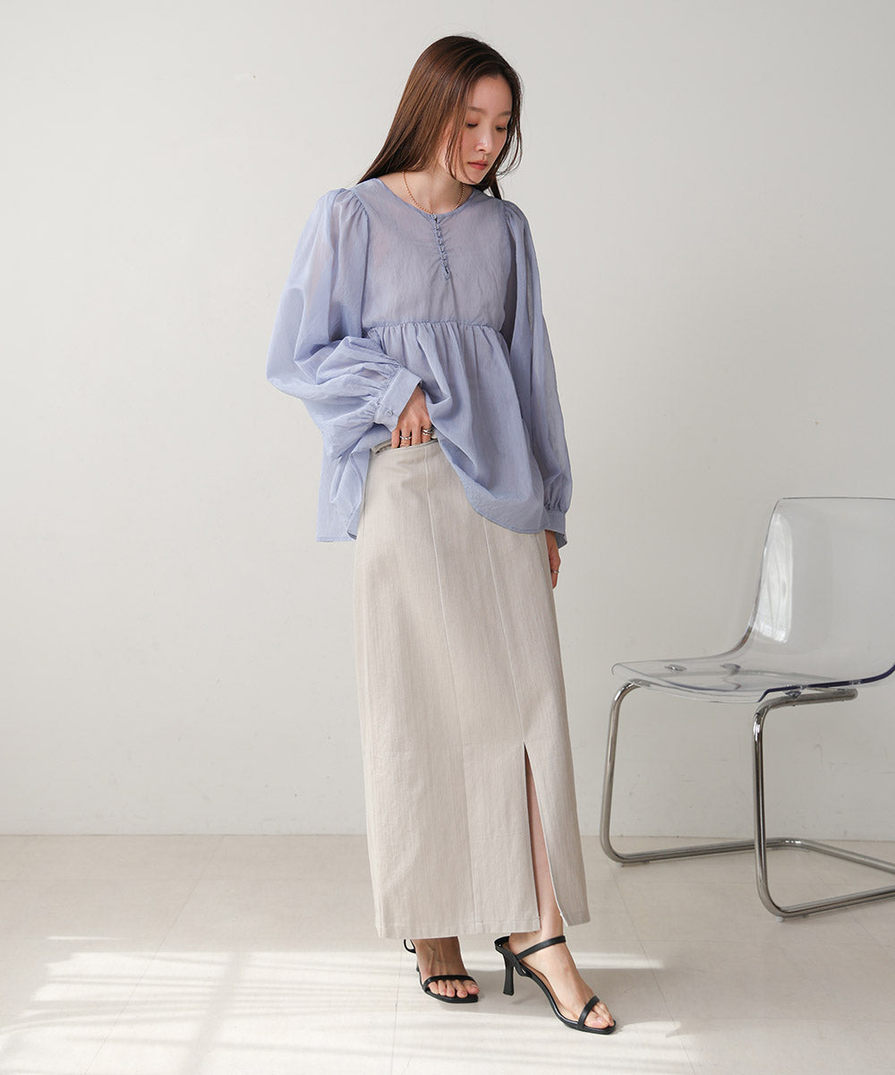 2way sleeve volume ribbon blouse