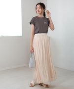 sheer glitter pleated skirt
