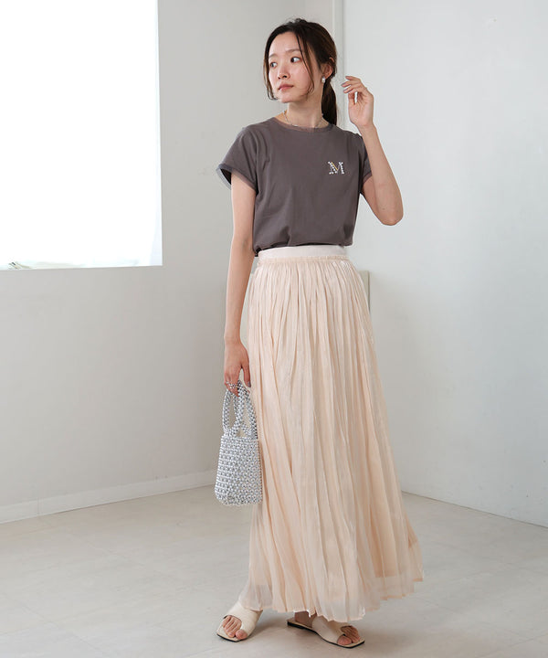 sheer glitter pleated skirt