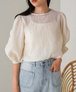 BLOUSE WITH VOLUME SHEER SLEEVES