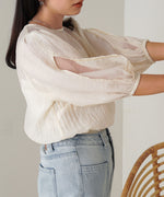 BLOUSE WITH VOLUME SHEER SLEEVES