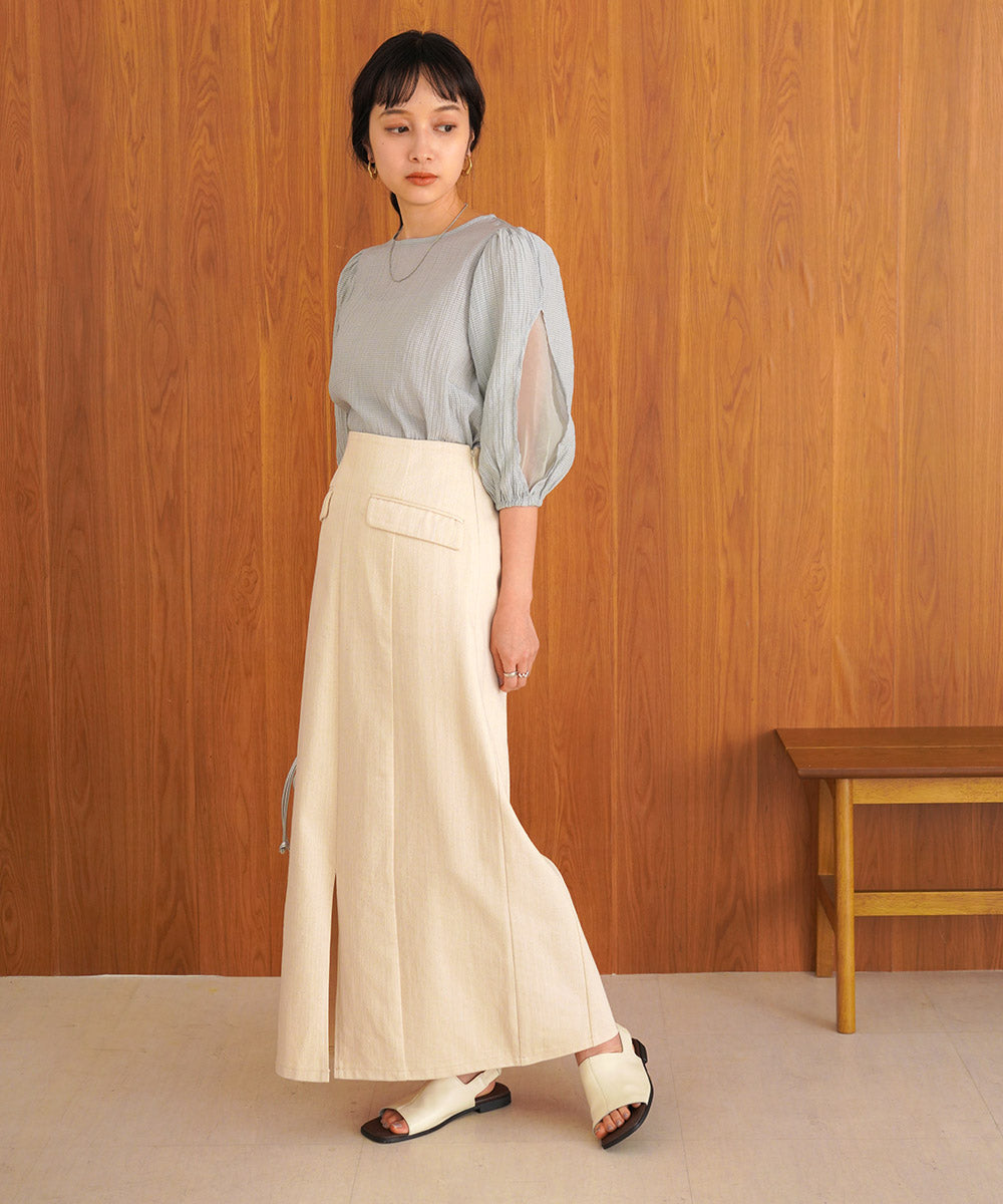 BLOUSE WITH VOLUME SHEER SLEEVES