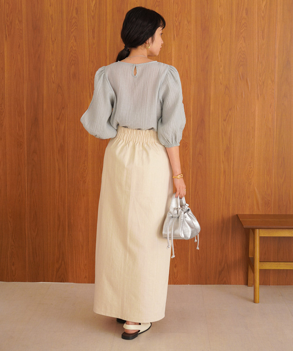 BLOUSE WITH VOLUME SHEER SLEEVES