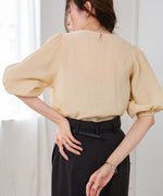 BLOUSE WITH VOLUME SHEER SLEEVES