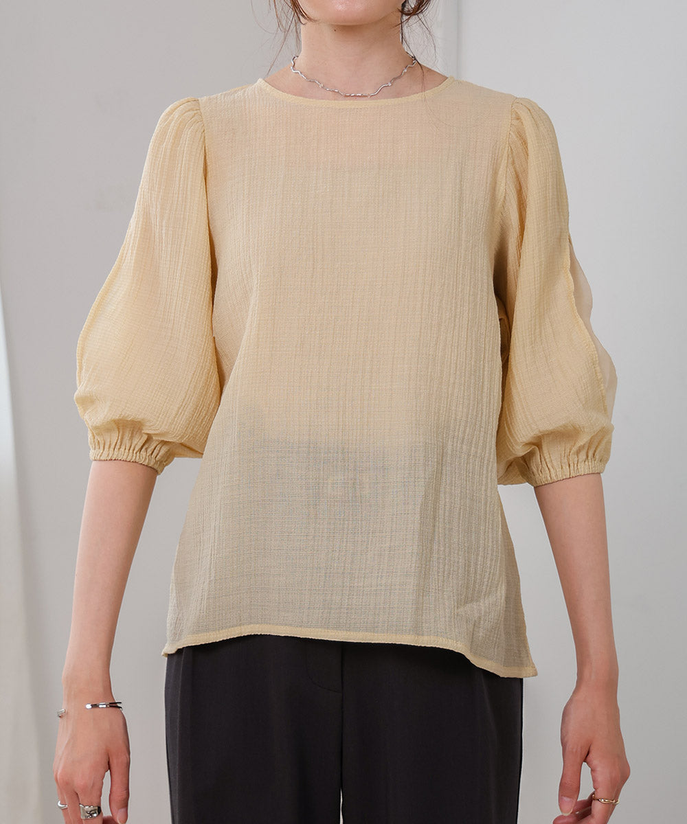 BLOUSE WITH VOLUME SHEER SLEEVES
