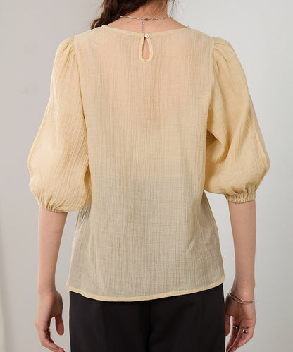 BLOUSE WITH VOLUME SHEER SLEEVES