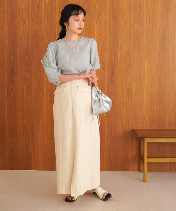 BLOUSE WITH VOLUME SHEER SLEEVES