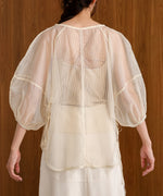SHEER CHECK LANTERN SLEEVE BLOUSE