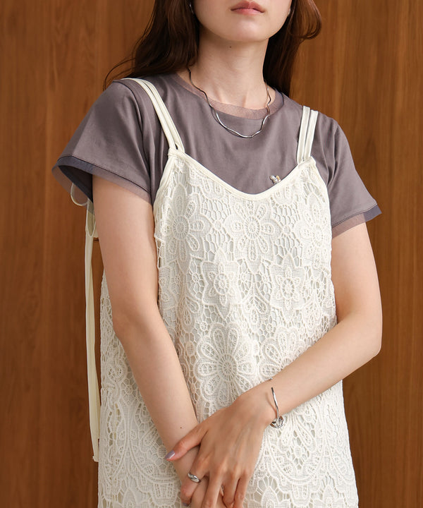 LACE BACK RIBBON CAMI DRESS