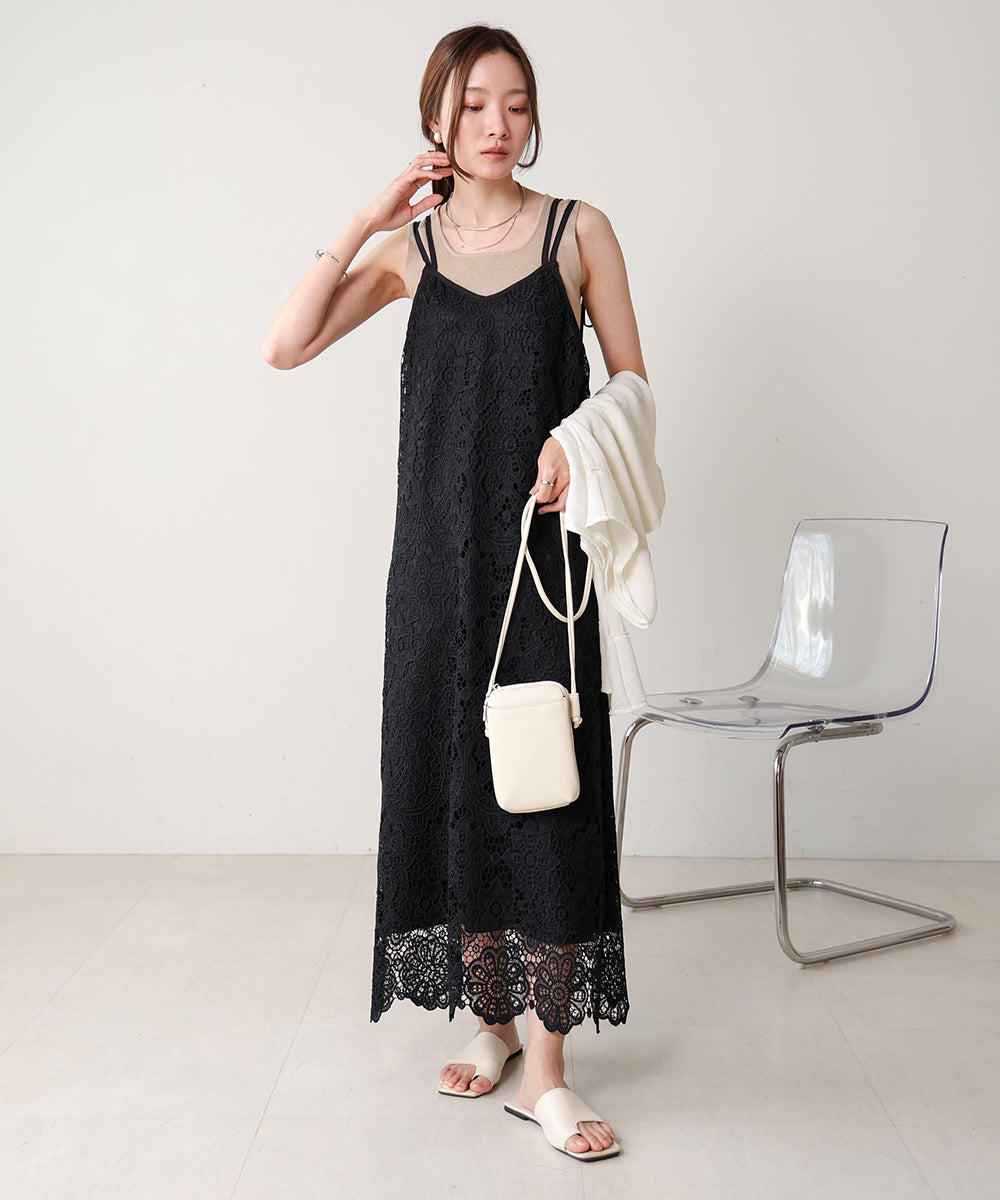 LACE BACK RIBBON CAMI DRESS