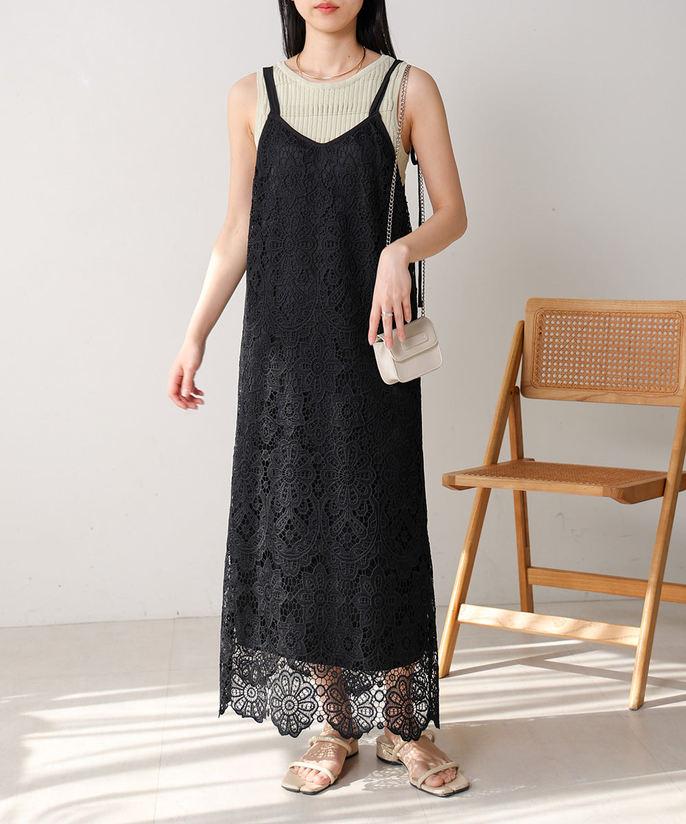 LACE BACK RIBBON CAMI DRESS