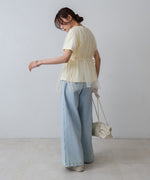 チュールドッキングギャザーカットソー