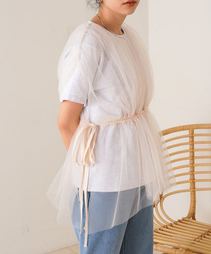 TULLE DOCKING GATHERED TOPS