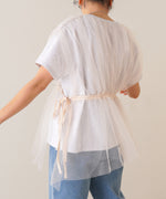 チュールドッキングギャザーカットソー