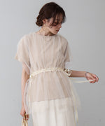 チュールドッキングギャザーカットソー