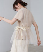 チュールドッキングギャザーカットソー