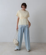 チュールドッキングギャザーカットソー