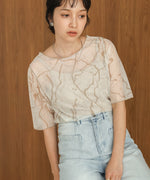 marble sheer mesh tops