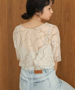 marble sheer mesh tops