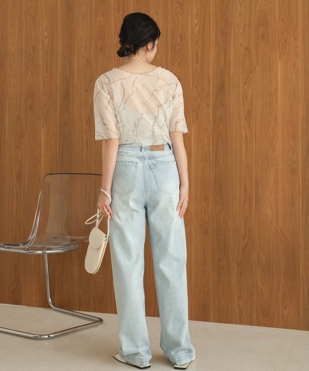 marble sheer mesh tops