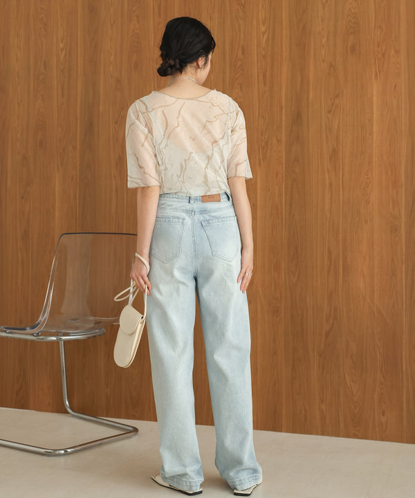 marble sheer mesh tops