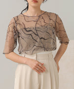 marble sheer mesh tops