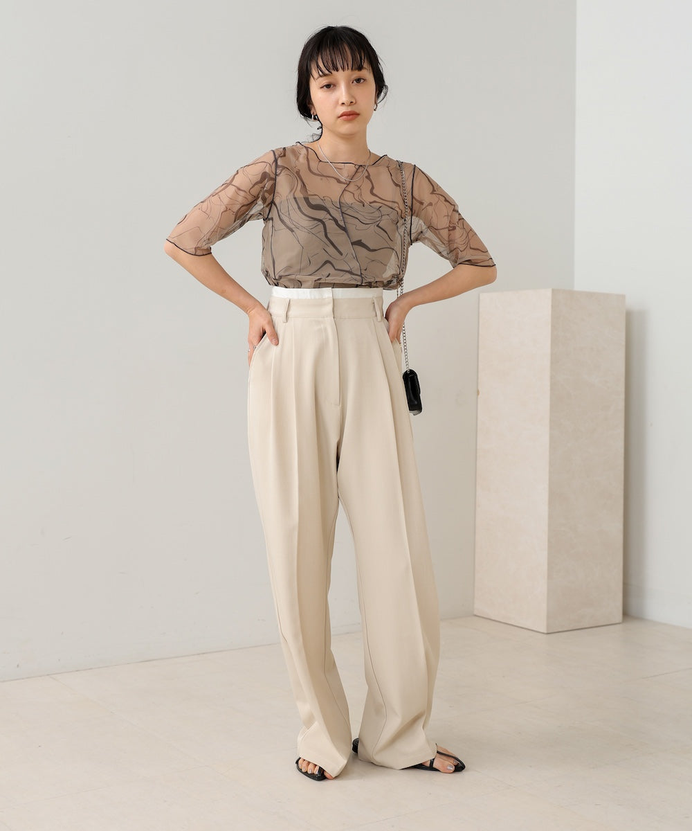 marble sheer mesh tops