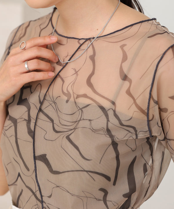 marble sheer mesh tops