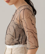 marble sheer mesh tops