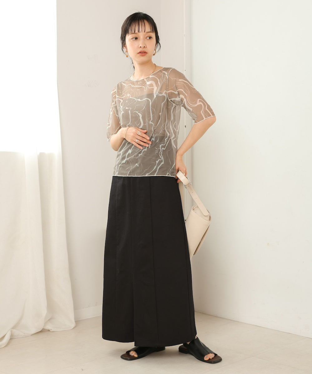 marble sheer mesh tops