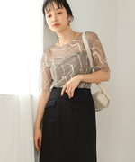 marble sheer mesh tops